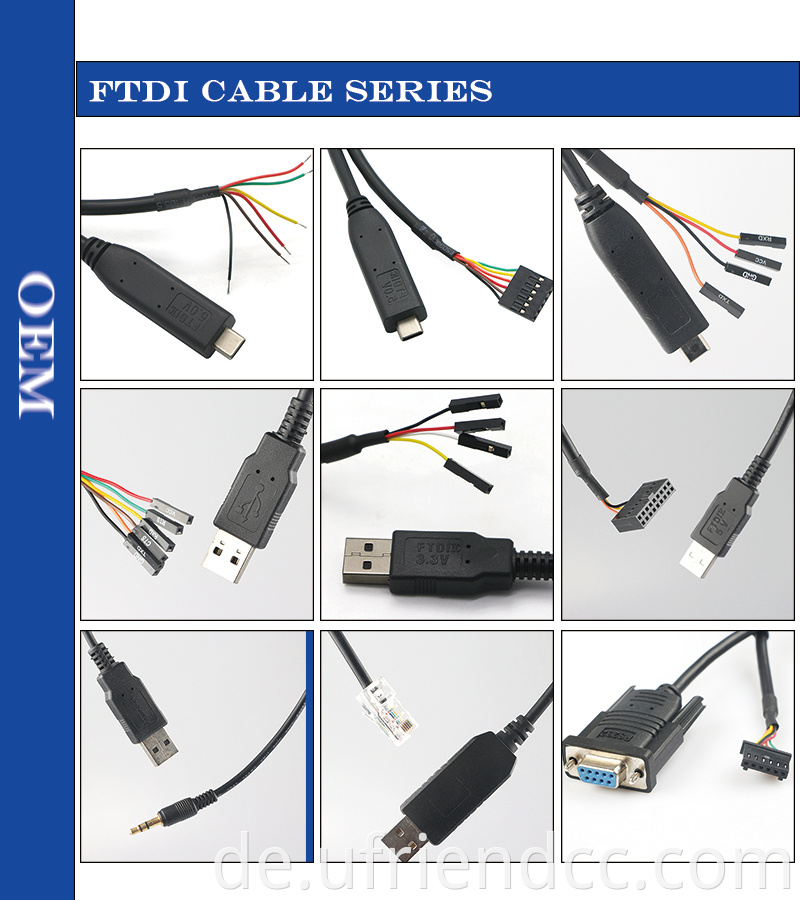 Hoher kompatibler Win10 FTDI UART TTL 5V 3,3 V USB zu RS232 Serienkabel Anschluss VCC GND TX RX für Raspberry Pi